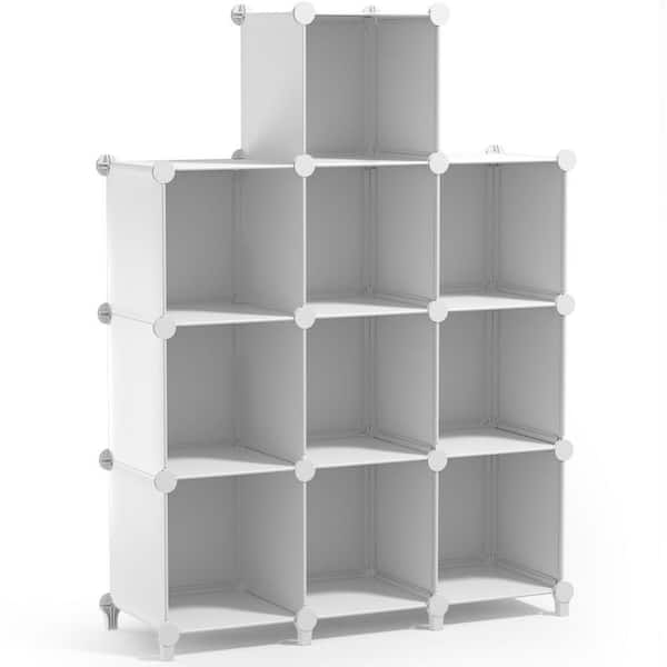 50.2 in H x 37 in W x 12.25 in D White Fabric 10-Cube Storage Organizer, Waterproof Cubby Shelf for Closet