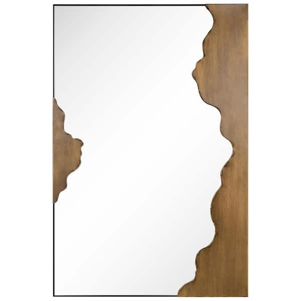 Empire Art Direct "Antique Gold Edge Tear Rectangular Wall Mirror" 24 in. x 36 in. Mirror Featuring a Brushed Antique Gold Iron Frame