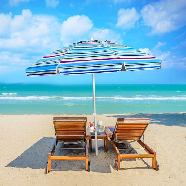 house on the hill S/S Tee Umbrella 80㎝ Clihome 7.2 ft. Steel Portable Outdoor Beach Umbrella in Blue with