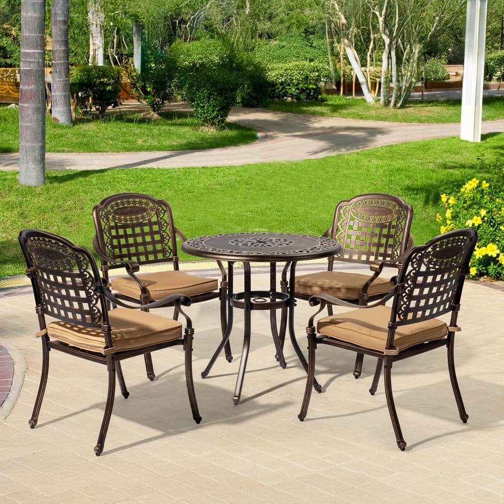 Karl home Bronze Cast Aluminum Outdoor Stackable Dining Armchair
