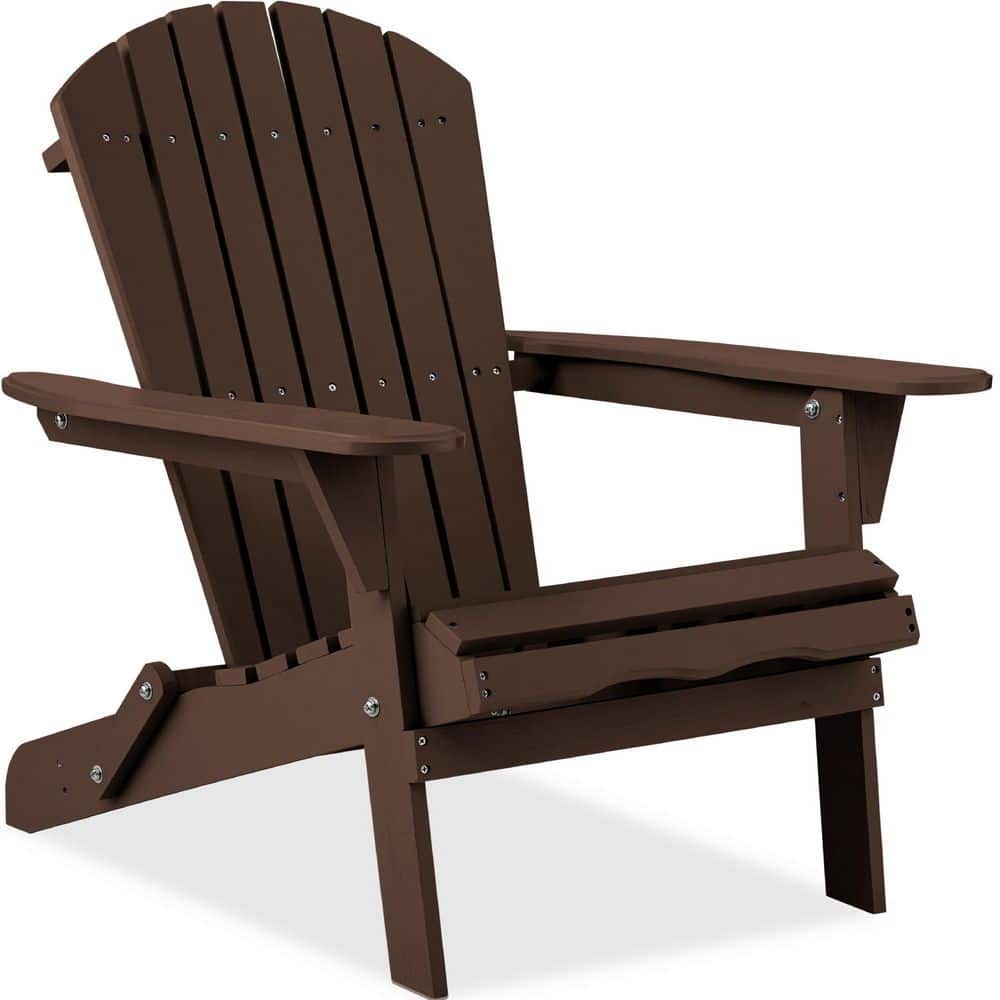 Brown Wooden Folding Adirondack Chair with Arms