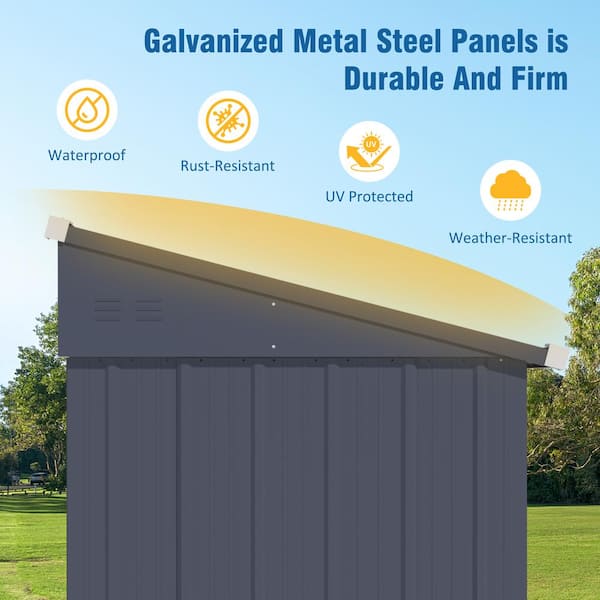 VEIKOUS 4 ft. W x 10 ft. D Metal Storage Lean-to Shed 40 sq