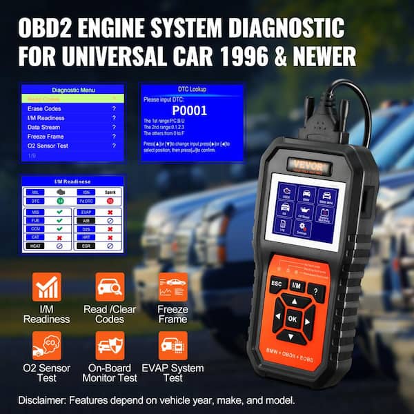 VEVOR OBD2 Scanner Auto OBDII Code Reader Car Diagnostic Tool Check Engine  Fault Diagnostic Scan Tool QCGZZDGJSCSOGL5V7V0 - The Home Depot