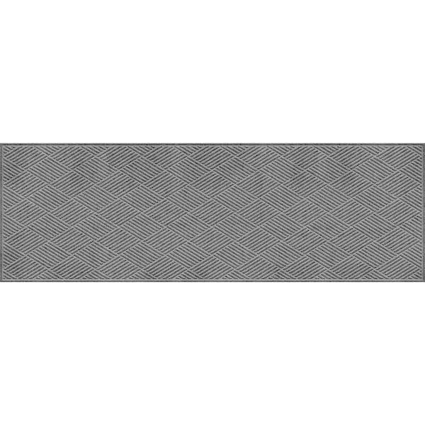 Bungalow Flooring Waterhog Diamonds 35 in. x 97 in. PET Polyester Indoor Outdoor Runner Medium Gray