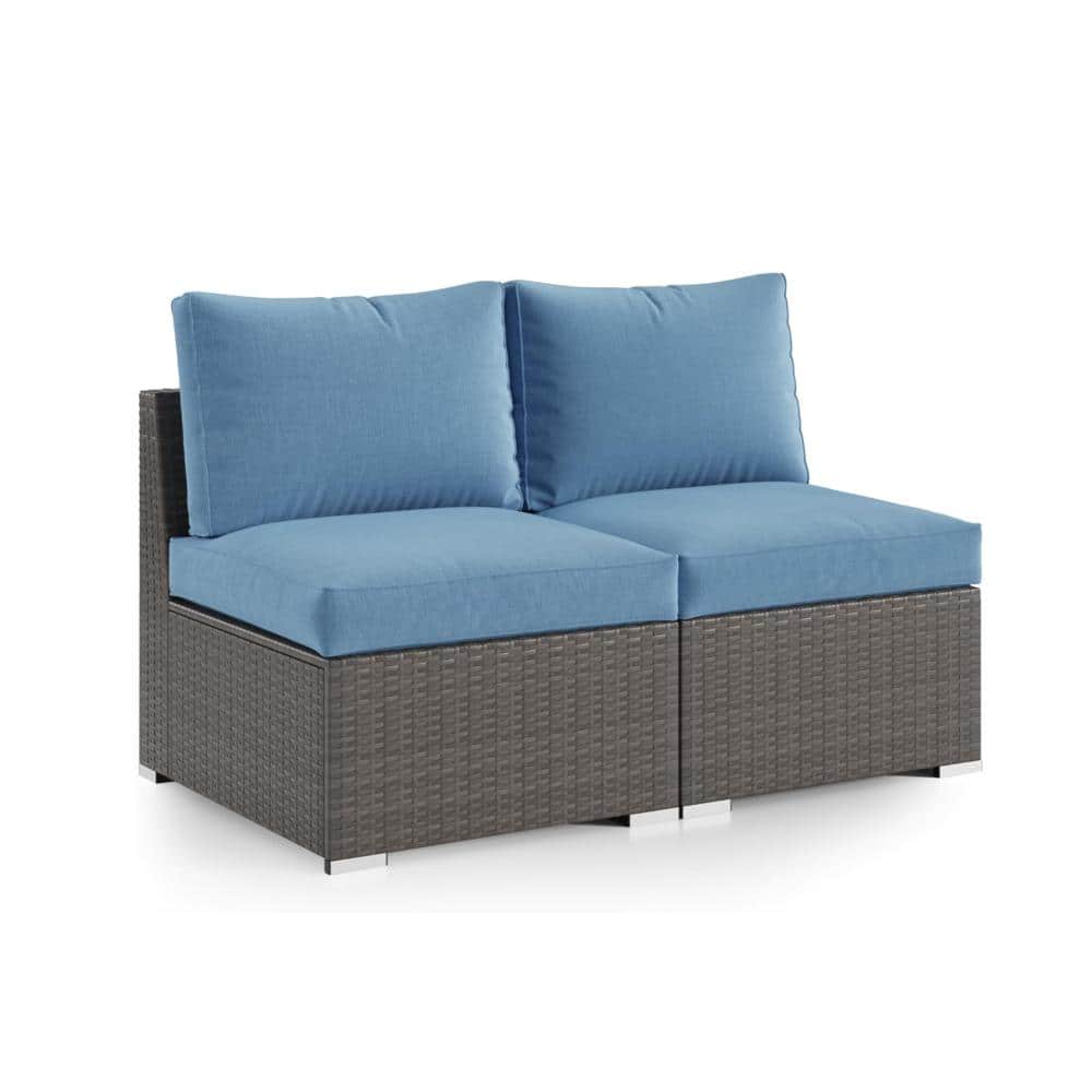 Brown 2-Piece Outdoor Wicker Armless Sofa, Patio Loveseat Set with Cushions price history on PriceWatchPro