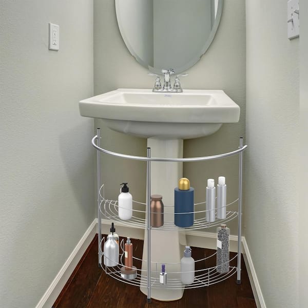 Lavish Home Pedestal Under Sink 2 Shelves Bathroom Organizer in Bronze  83-150-BRONZE - The Home Depot