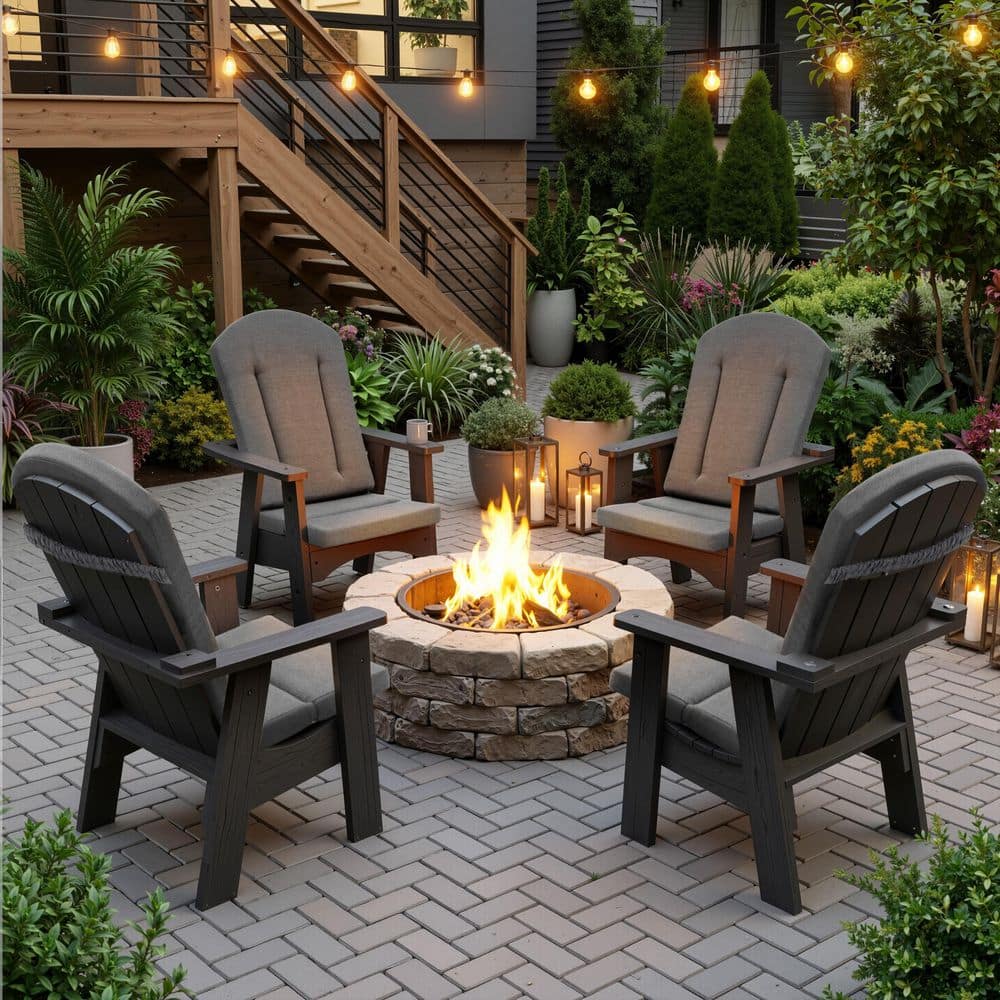 21.65 in. x 49.61 in. 4-Piece Replacement Outdoor Adirondack Chairs Cushion in Light Gray