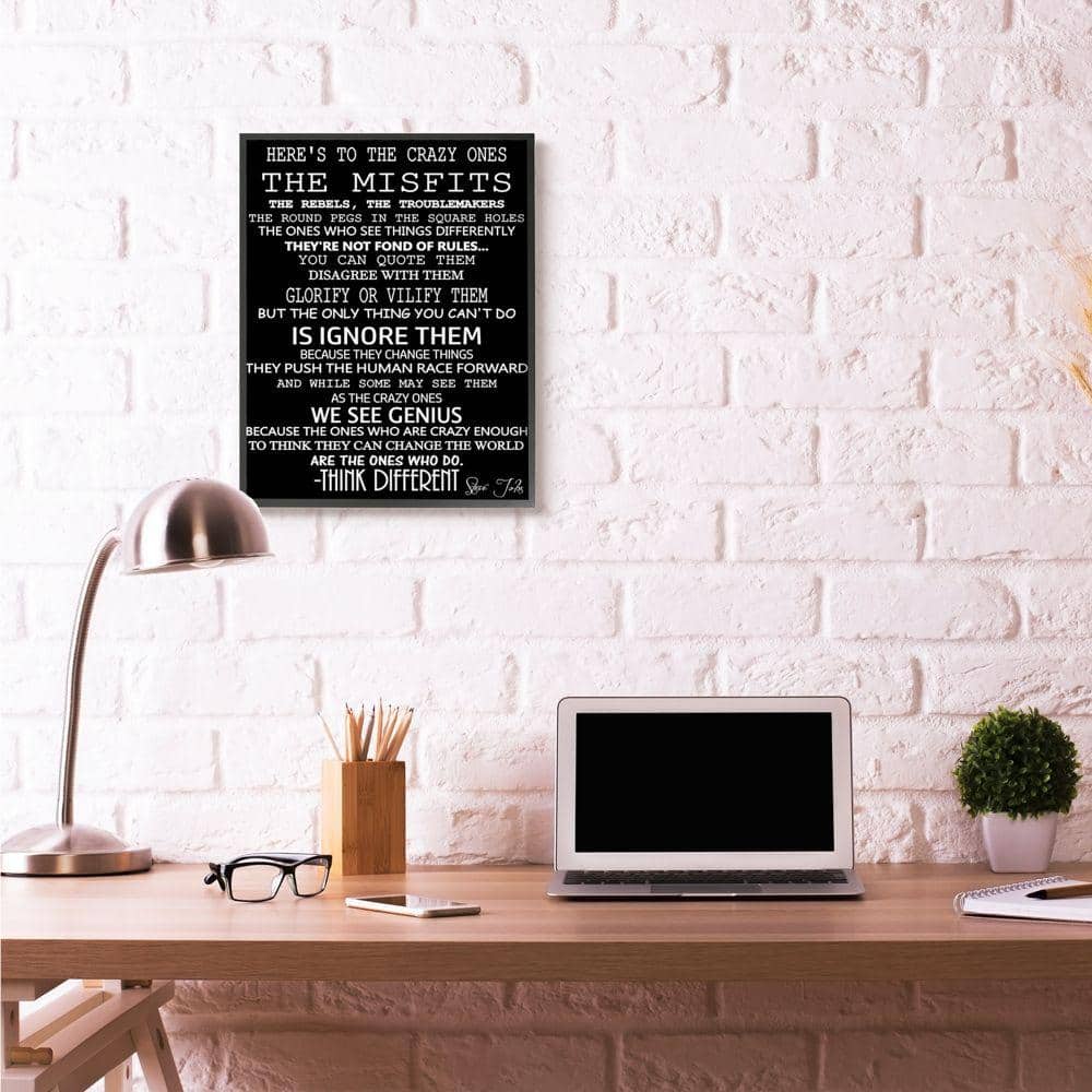 Stupell Industries Crazy Ones Inspirational Quote Word Black And White Design Framed Giclee Texturized Art by Daniel Sproul
