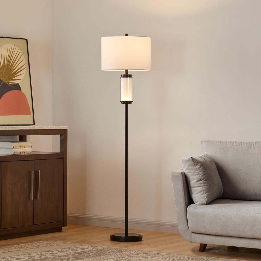 62.5 in. Painted Bronze Standard Floor Lamp for Living Room with Night Light and Fabric Shade price history on PriceWatchPro