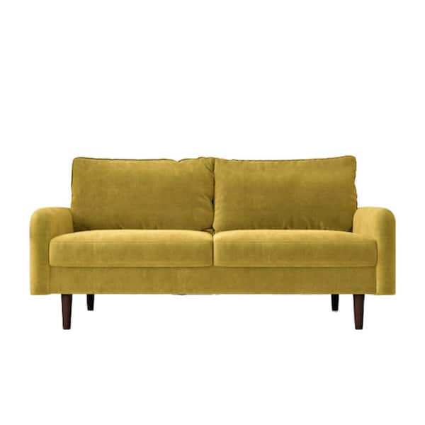 US Pride Furniture Vivo 71.6 in. Golden Yellow Velvet 3-Seater Lawson Sofa with Tapered Legs