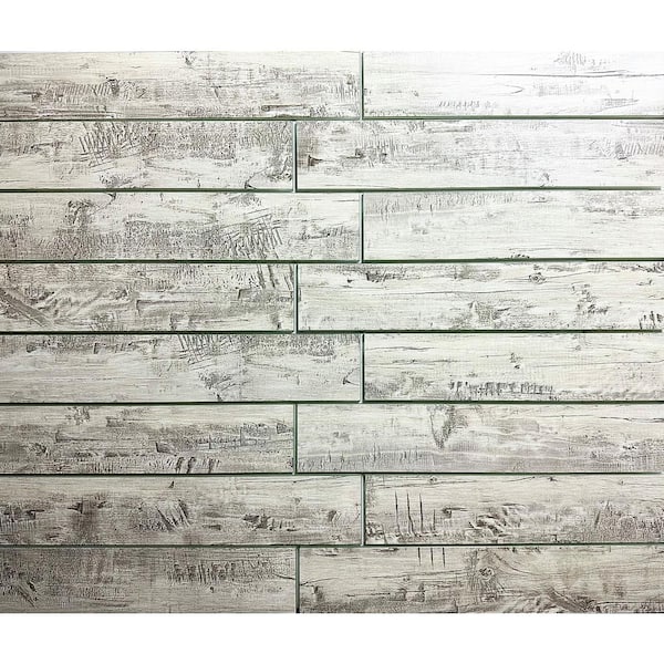 ABOLOS French Country Style Birchwood Gray Subway 3 in. x 16 in. Wood Look Glass Decorative Tile (12 sq. ft./Case)