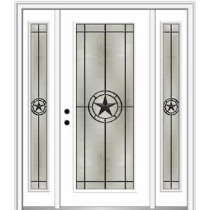 Elegant Star 68.5 in. x 81.75 in. Full Lite Decorative Glass White Painted Fiberglass Prehung Front Door