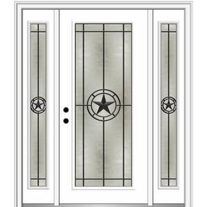 Elegant Star 64.5 in. x 81.75 in. Inswing Full Lite Decorative Glass Primed Fiberglass Prehung Front Door