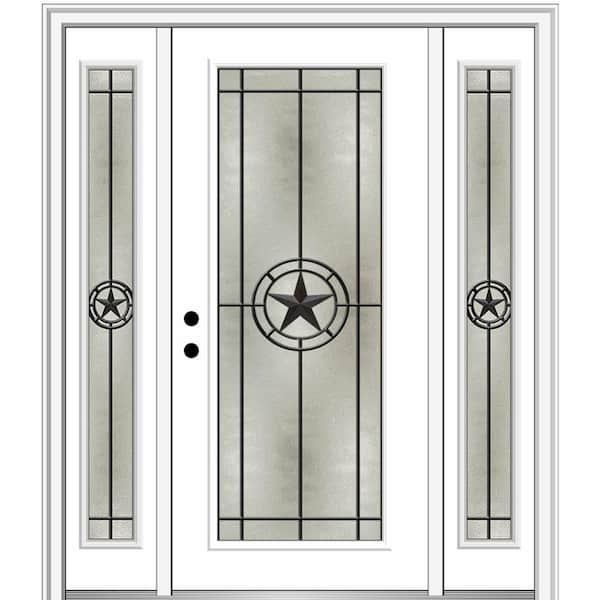 Elegant Star 68.5 in. x 81.75 in. Inswing Full Lite Decorative Glass Primed Fiberglass Prehung Front Door