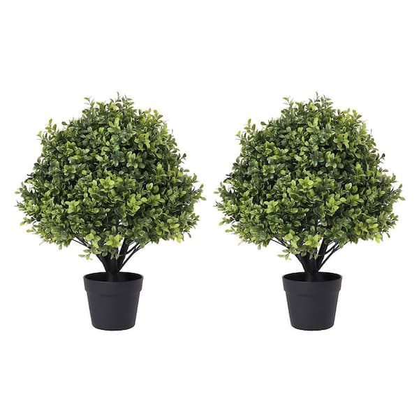 2-Piece 24 in. Artificial Topiary Ball in Pot for Garden