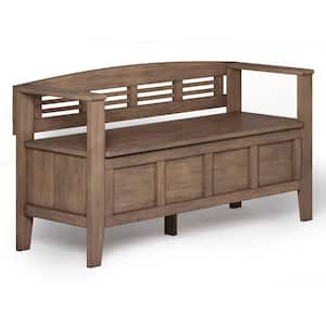 Adams Solid Wood 48 in. Wide Contemporary Entryway Storage Bench in Rustic Natural Aged Brown