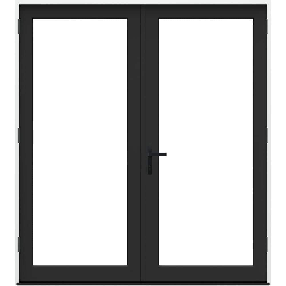 60 in. x 80 in. F4500 Left-Hand/Outswing Black/White Fiberglass French Patio Door w/ Low-E Glass and Black Handle price history on PriceWatchPro