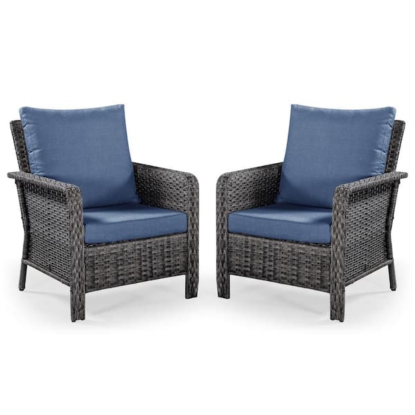 Brafab 2PCS Patio Outdoor Wicker Conversation Chair Set