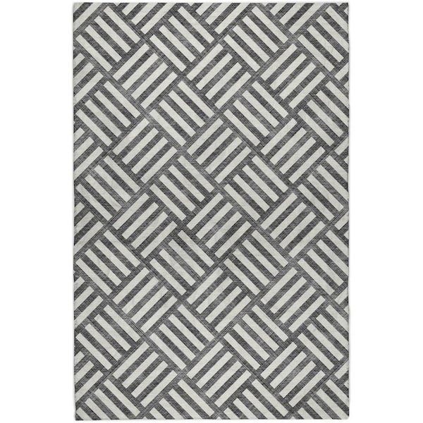 Dream Shag Premium Machine Washable Abstract ADS620 Black 8 ft. x 10 ft. Area Rug