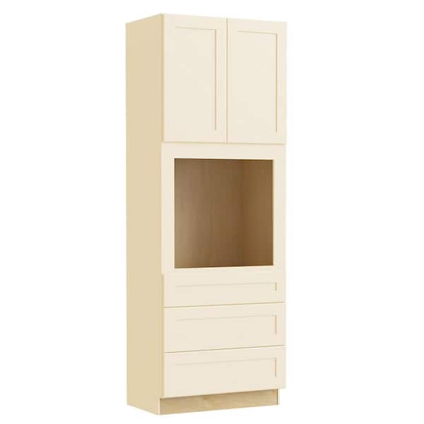 Home Decorators Collection Newport 33 in. W x 24 in. D x 96 in. H Assembled Plywood Double Oven Kitchen Cabinet in Blended Cream with Soft Close
