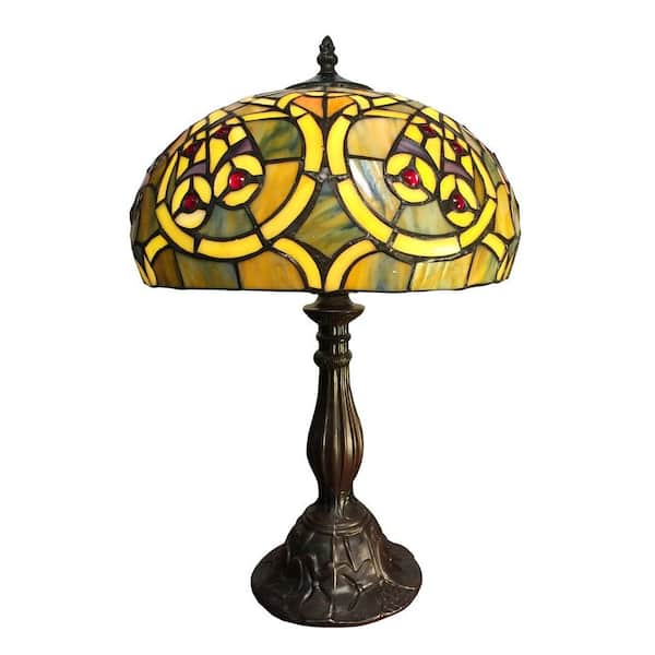 Warehouse of Tiffany Gabriella 14 in. Bronze Indoor Table Lamp with Tiffany-Style Shade