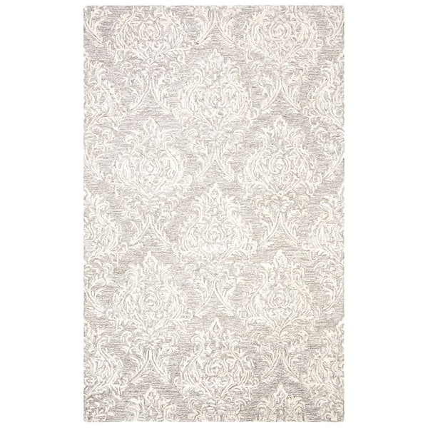 Glamour 5 ft. x 8 ft. Gray/Ivory Ornate Diamond Area Rug