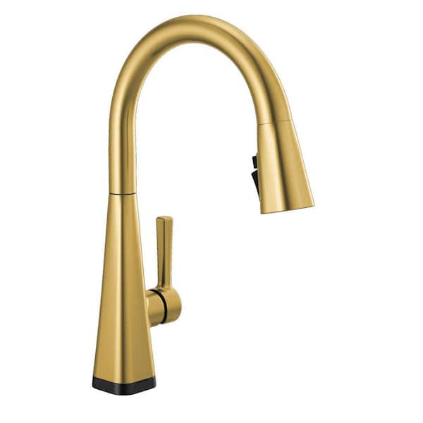 Lenta Touch/Touchless Brushed Gold 16.75 in. H Pull Down Sprayer Kitchen Faucet with 360 Degree Spout Swivel