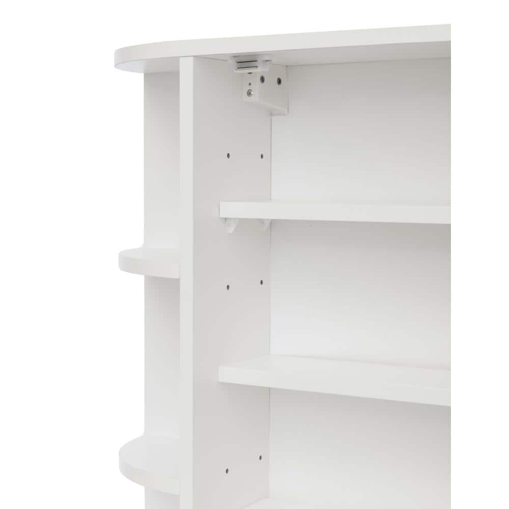 White Wall Mounted Mirrored Medicine Cabinet with Open Shelves