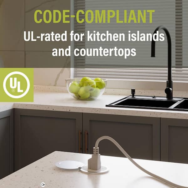 Pass and Seymour 20 Amp Matte White Kitchen Countertop Outlet
