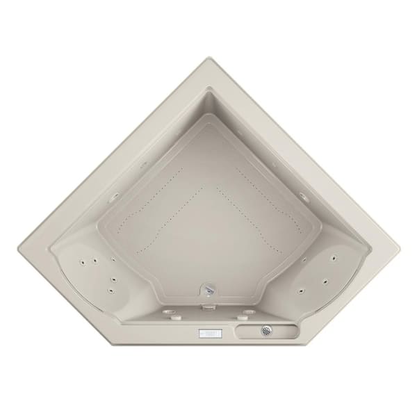 JACUZZI FUZION SALON SPA 65.75 in. x 65.75 in. Rectangular Combination Bathtub with Center Drain in Oyster