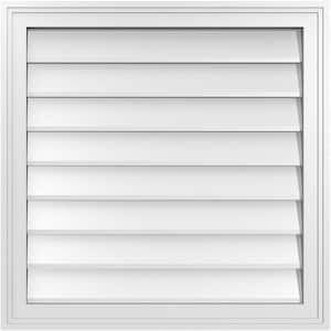 26 in. x 26 in. Vertical Surface Mount PVC Gable Vent: Decorative with Brickmould Frame