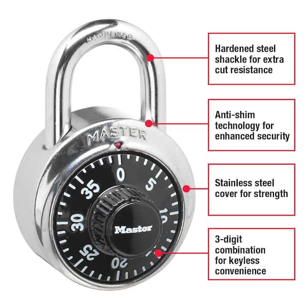 Master Lock Heavy Duty Outdoor Padlock with Key, 1-7/8 in. Wide, 1-1/2 in.  Shackle M115XKADLFCCSEN - The Home Depot