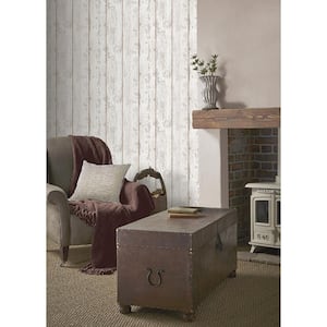 White Washed Wood Paper Non-Pasted Wallpaper Roll (Covers 57 Sq. Ft.)