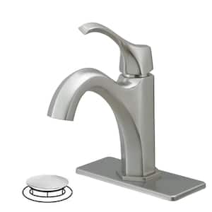 Single-Handle Single-Hole Farmhouse Bathroom Faucet Bathroom Drip-Free Vanity RV Sink Faucet in Brushed Nickel