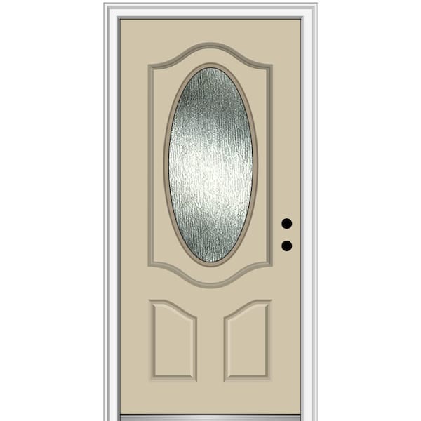MMI Door 36 in. x 80 in. Left-Hand Inswing Rain Glass Wicker Fiberglass Prehung Front Door on 4-9/16 in. Frame
