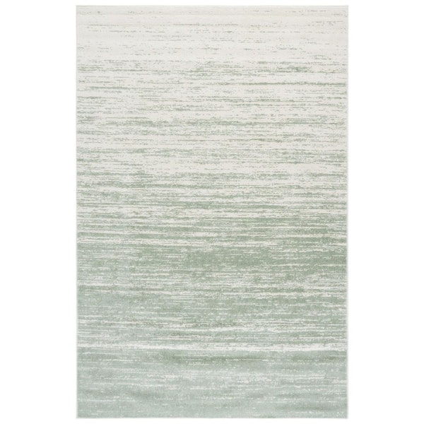 Adirondack Sage/Ivory Solid Color 6 ft. x 9 ft. Striped Area Rug