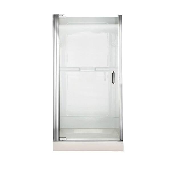 American Standard Euro 36 in. x 65.5 in. Semi-Framed Continuous Pivot Shower Door in Silver with Clear Glass