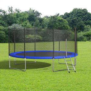 Out Door Trampoline with Spring Pad 12FT Bounce Jump Trampoline for Kids & Family Trampoline with Enclosure Net 12FT Recreation Trampoline QCen Trampoline Ladder 
