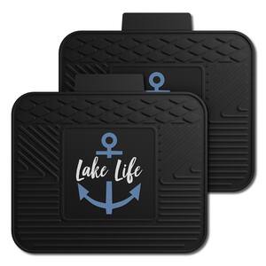 Lake Life Black Mats with Blue Anchor Back Seat Car Utility Mats - (2-Piece Set)
