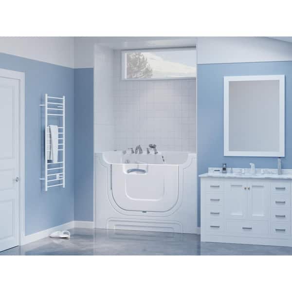 Universal Collection 30 in. L x 60 in. W Whirlpool Jetted Bathtub with Left Drain in White with Powered Fast Drain