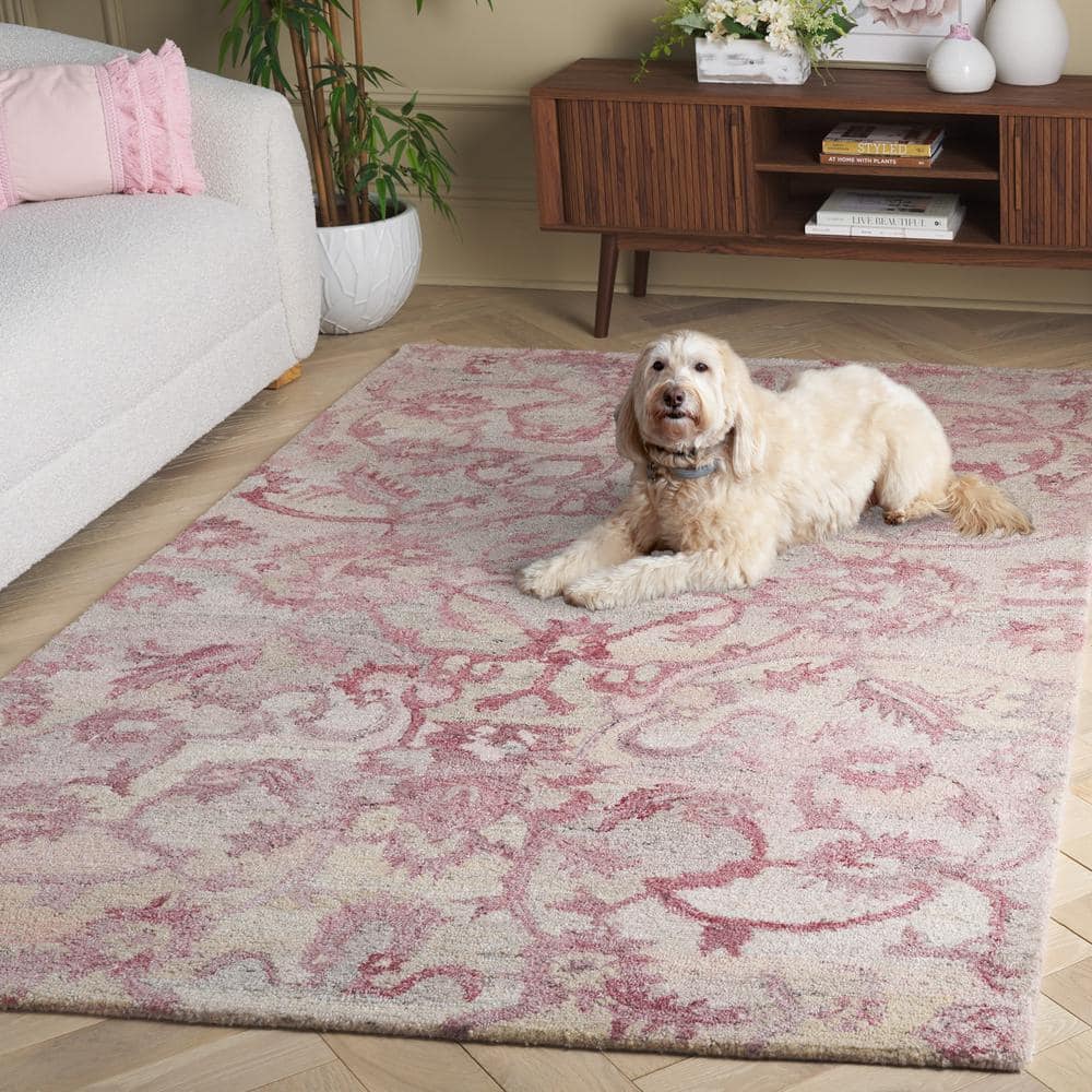 Anatolia Light Pink Handmade Wool and Synthetic 8' x 10' Area Rug