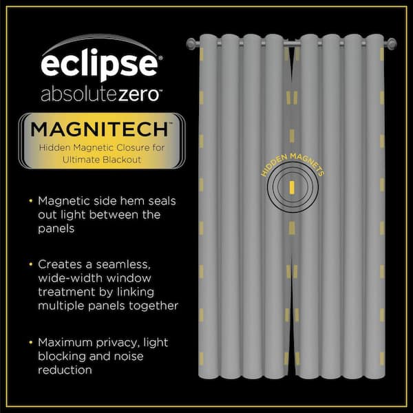 Eclipse Magnitech Cannes Textured Solid 100% Blackout Rod Pocket Panel, 40 x 63 - Natural, Linen