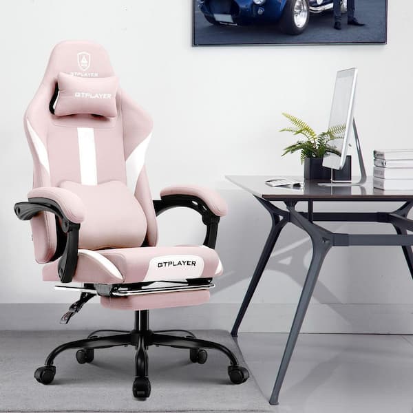 ComHoma Fabric Gaming Chair with Pocket Spring Lumbar Support Height Adjustable Ergonomic Comfortable Wide Computer Chair,Blue