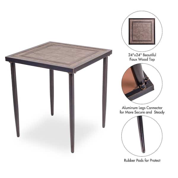 Afoxsos Brown Outdoor Patio Chat Table