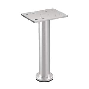 5 15/16 in. (150 mm) Satin Nickel Stainless Steel 201 Round Furniture Leg with Leveling Glide