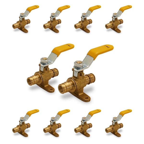 The Plumber's Choice Heavy Duty Brass Full Port Drop Ear PEX Ball Valve with 3/4 in. Expansion PEX Connection (10-Pack)
