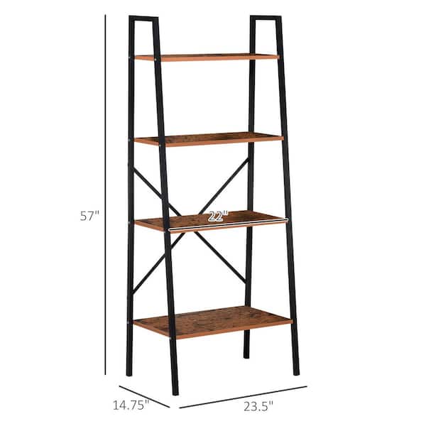 4 Tier Leaning Ladder Shelf Bookshelf Storage Shelves Unit Organizer Log Color 