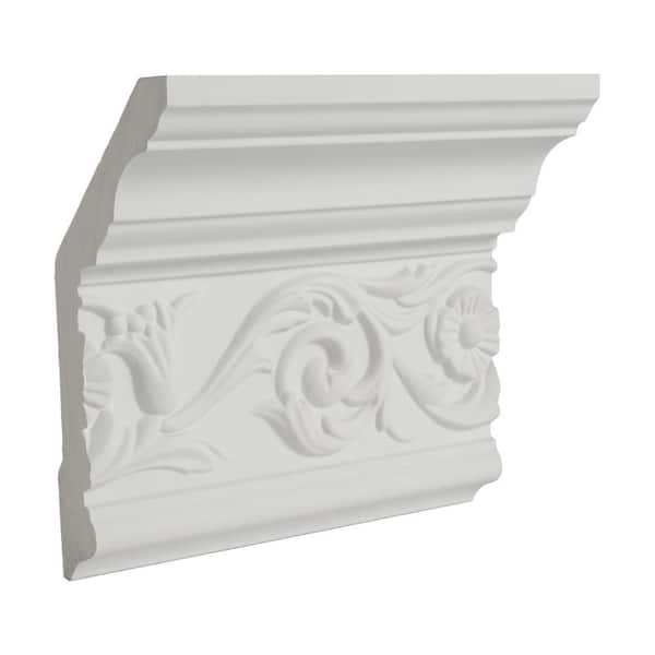American Pro Decor 5-1/2 in. x 2-3/8 in. x 6 in. Long Floral Polyurethane Crown Moulding Sample