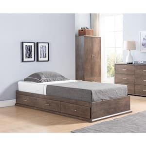 Fretzer Brown Wood Frame Full Platform Bed with 3 Drawers
