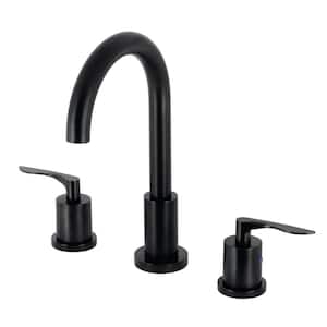 Serena 2-Handle High Arc 8 in. Widespread Bathroom Faucets with Brass Pop-Up in Matte Black